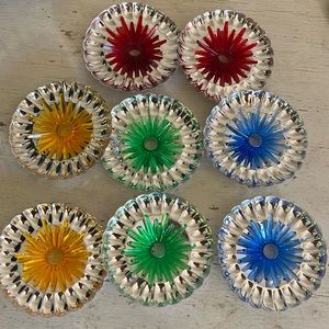 Lot 8 Vintage Christmas tree foil & plastic light reflectors 3” diameter
